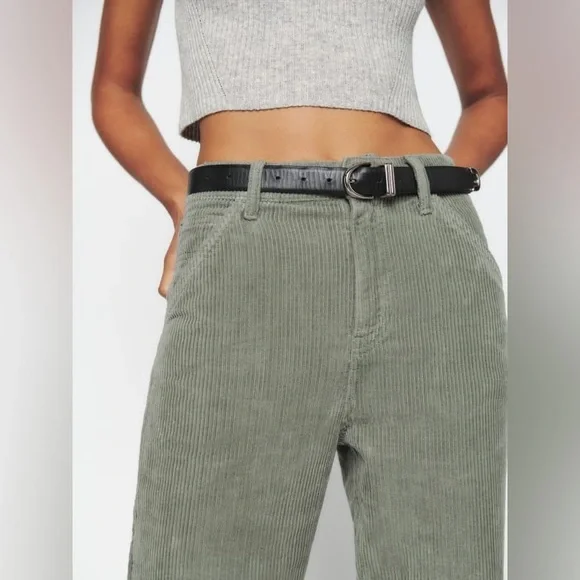 REFORMATION • Wilder painter high rise wide leg corduroy pants - 27 - moss green - Picture 3 of 9